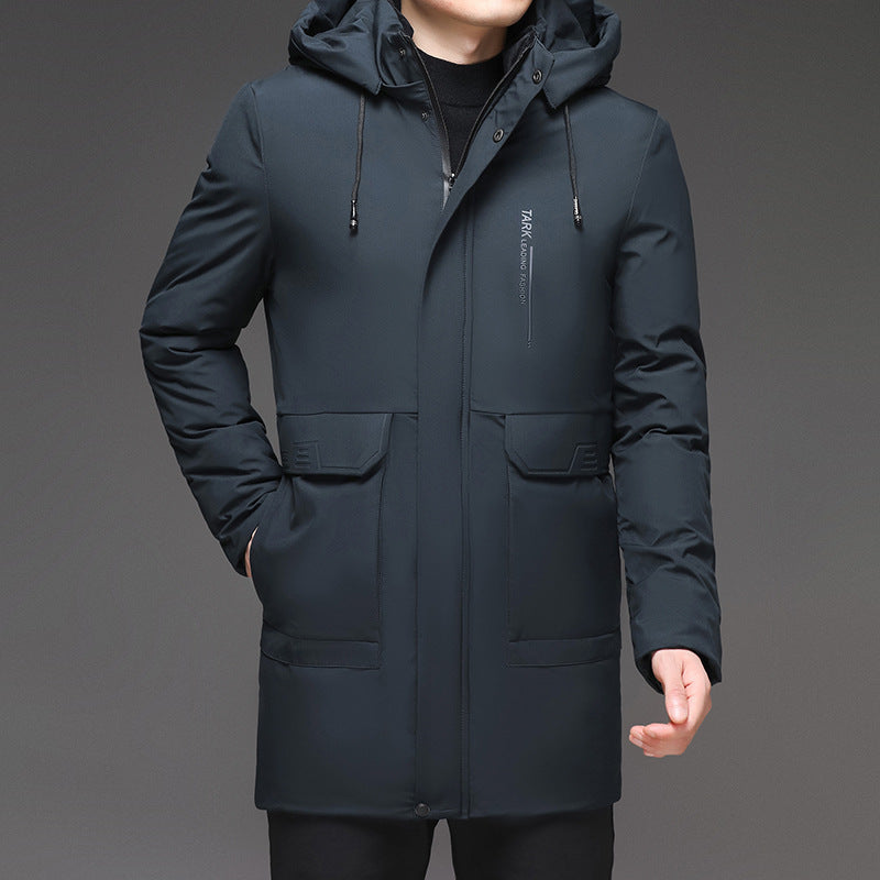 Men's Hooded Thickened Coat with Detachable Collar