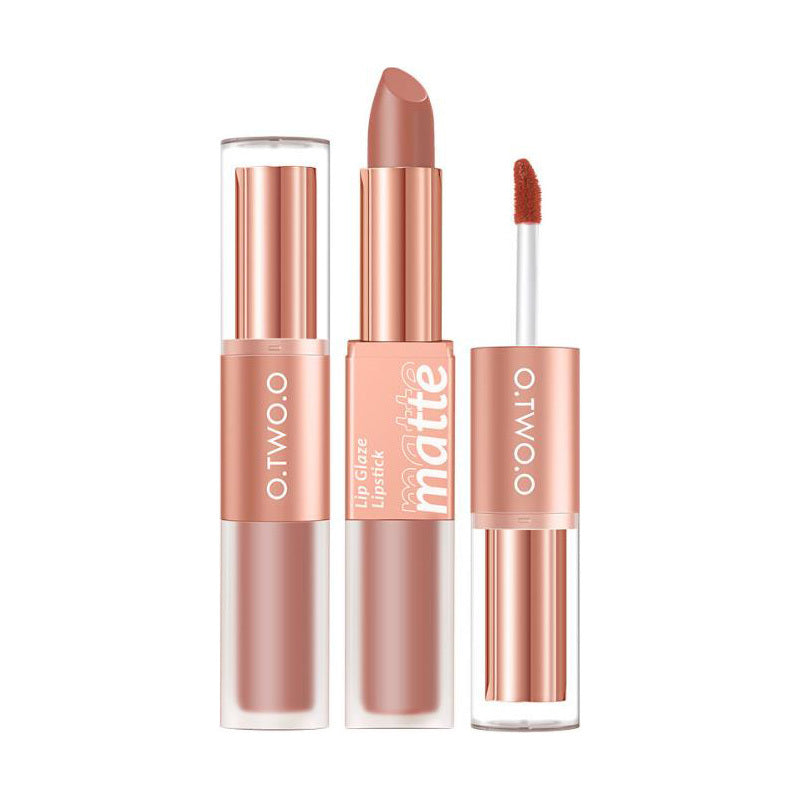 Lip Glaze Nude Milky Coffee Amber Pumpkin Cinnamon Milk Tea Double-headed Lipstick