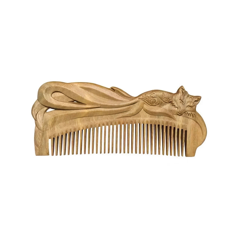 Natural Green Sandalwood Hand-Carved Hair Comb