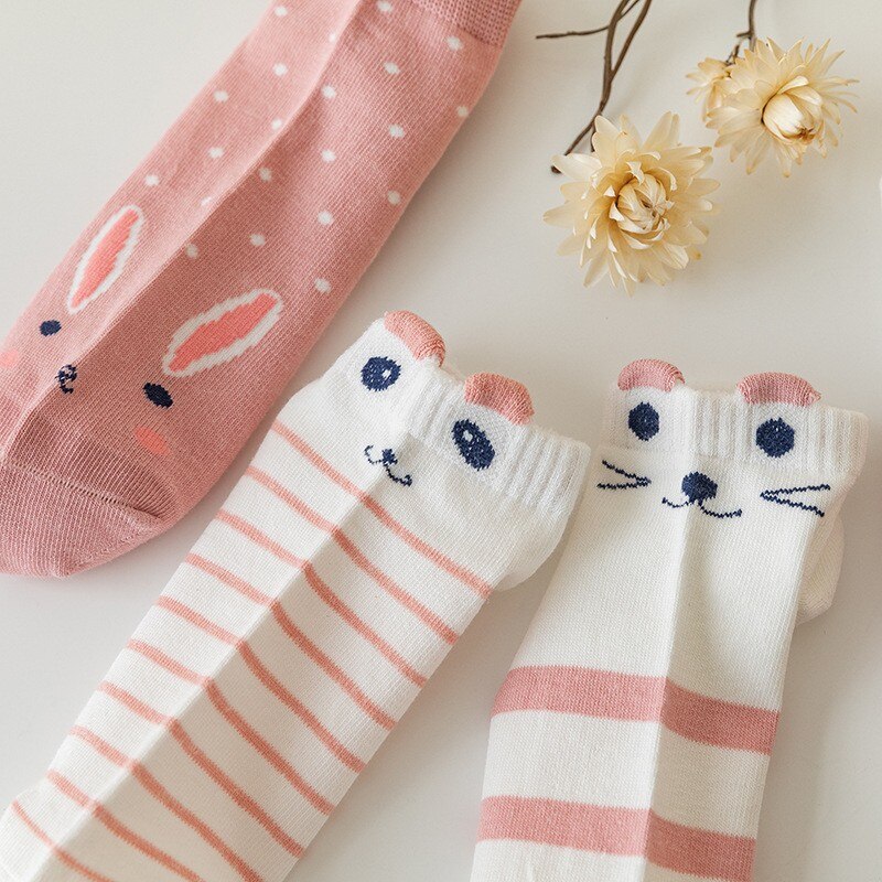 5 Pairs Cute Pink Cat Low Tube Socks - Trendy and Comfortable Boat Socks