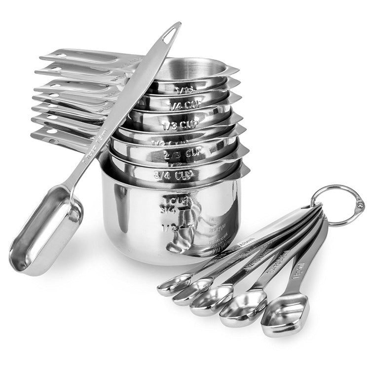 Stainless Steel Measuring Cup Measuring Spoon Ten Three-piece Set Baking Tool