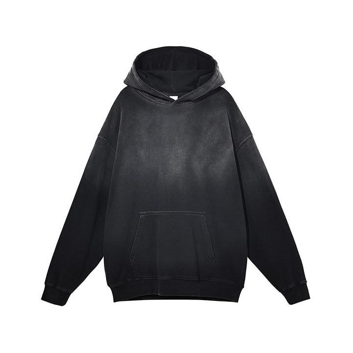 Washed Gradient Worn Hooded Sweater For Men