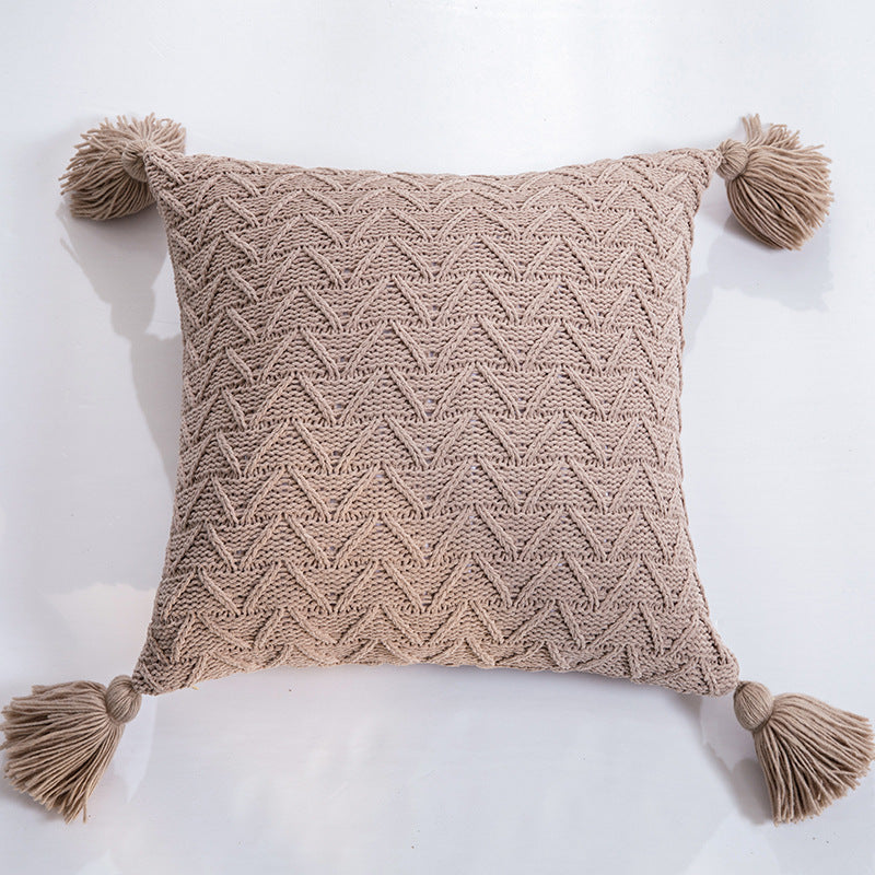 Soft Chenille Knitted Pillow Cover - Nordic Tassel Cushion Case