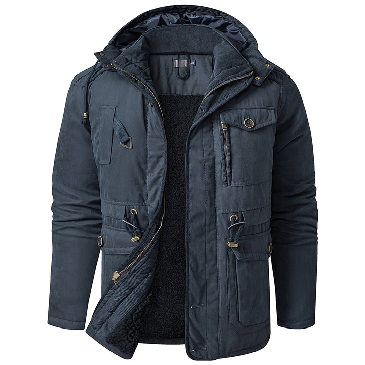 Men's Plus Size Mid-length Fleece-lined Thickened Cotton-padded Coat