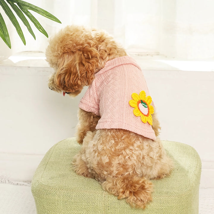 Cozy Knitted Dog Sweater – Warm, Floral, & Cute for Small to Medium Dogs & Cats