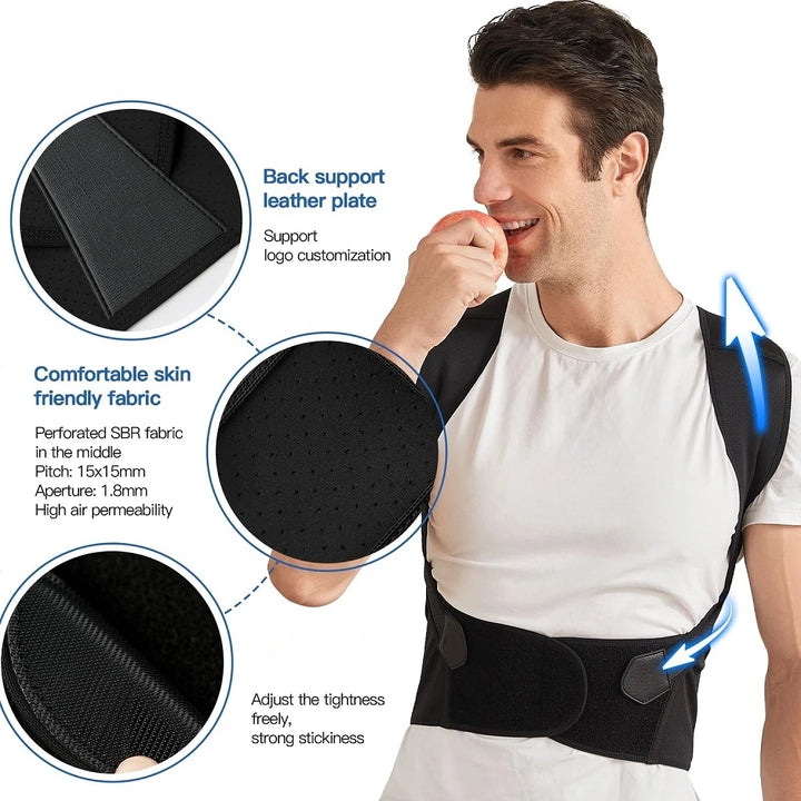 Adjustable Back Brace Posture Corrector - Shoulder Support & Pain Relief