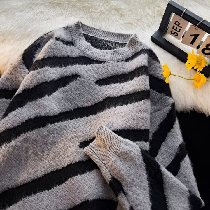 American Zebra Pattern Irregular Sweater