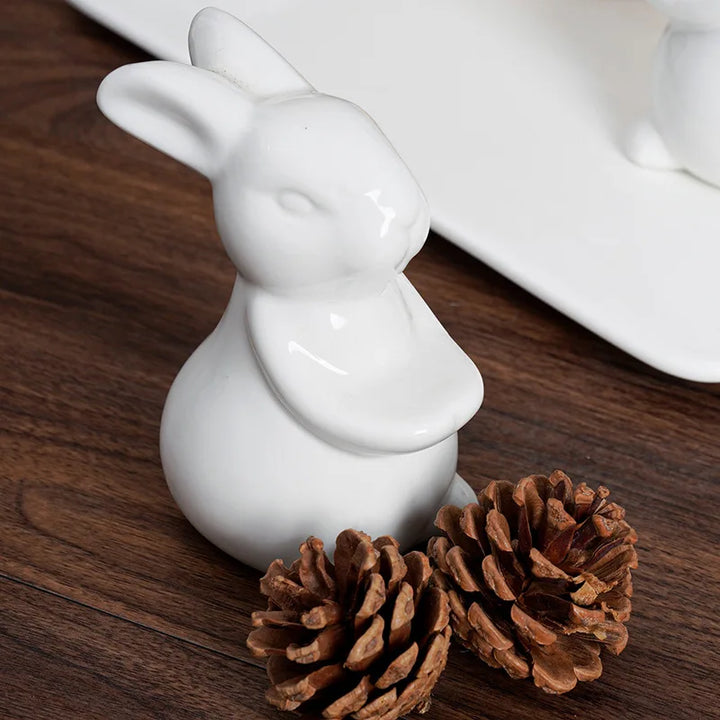 Adorable Rabbit Square Ceramic Plate for Desserts and Cakes