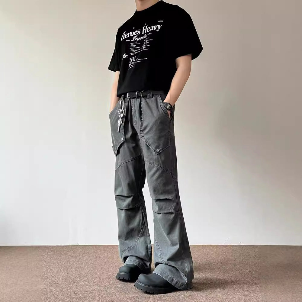 Pleated Deconstructing Large Workwear With Pocket Jeans For Men