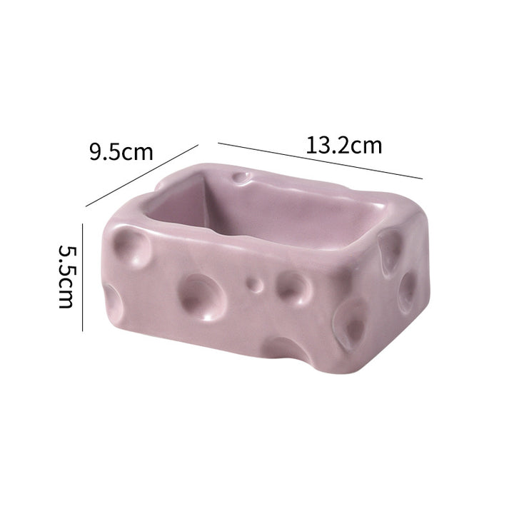 Cheese-Shaped Ceramic Pet Bowl