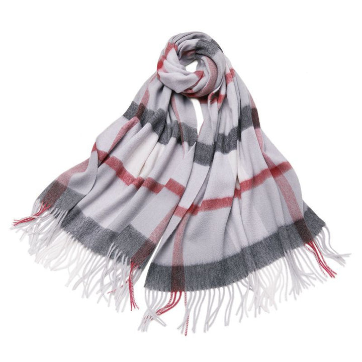 Elegant Plaid Cashmere Shawl - Long Warm Tassel Wrap