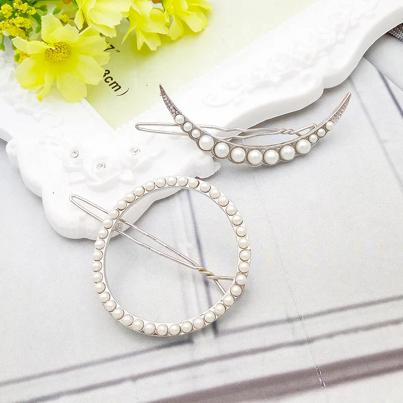 Elegant Pearl and Geometric Hairpins