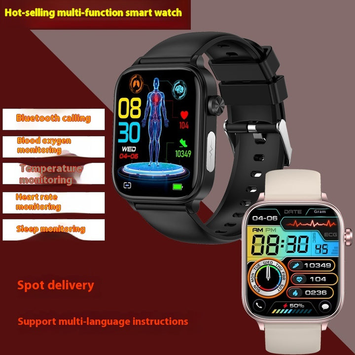 New ET570 Smart Watch Bluetooth Calling ECG ECG Function Non-invasive Blood Glucose Real Blood Oxygen Bracelet