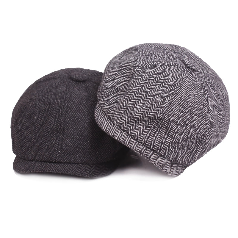 Vintage Wool Herringbone Flat Cap