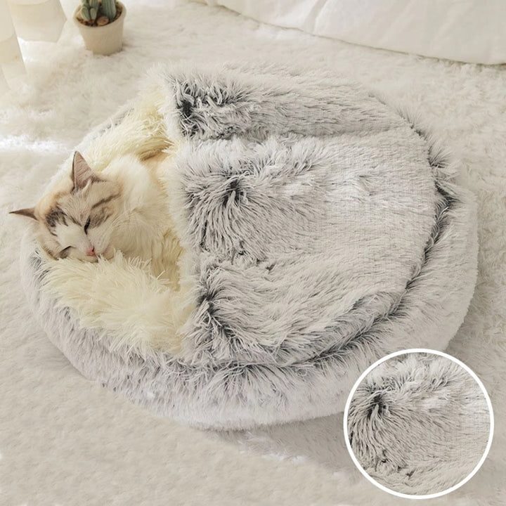 Warm Long Plush Cat Bed