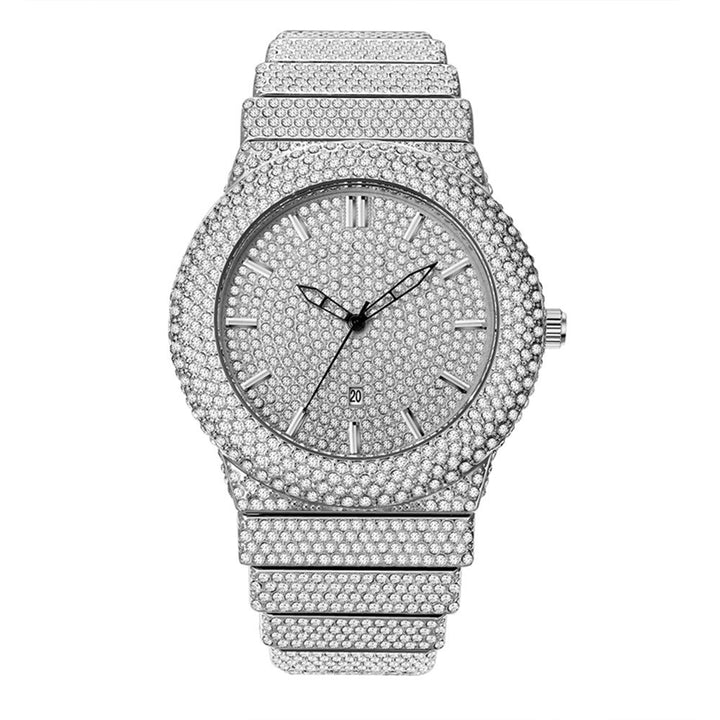 Affordable Luxury Style Diamond-embedded Watch Men's Color Calendar Quartz Watch