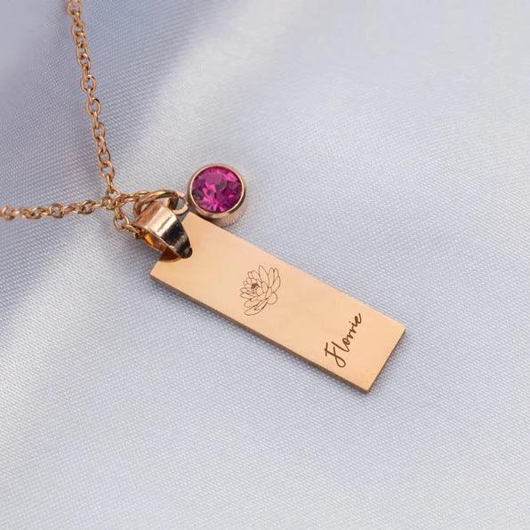 December Flower Birthday Stone Necklace Laser Birthday - Trendha