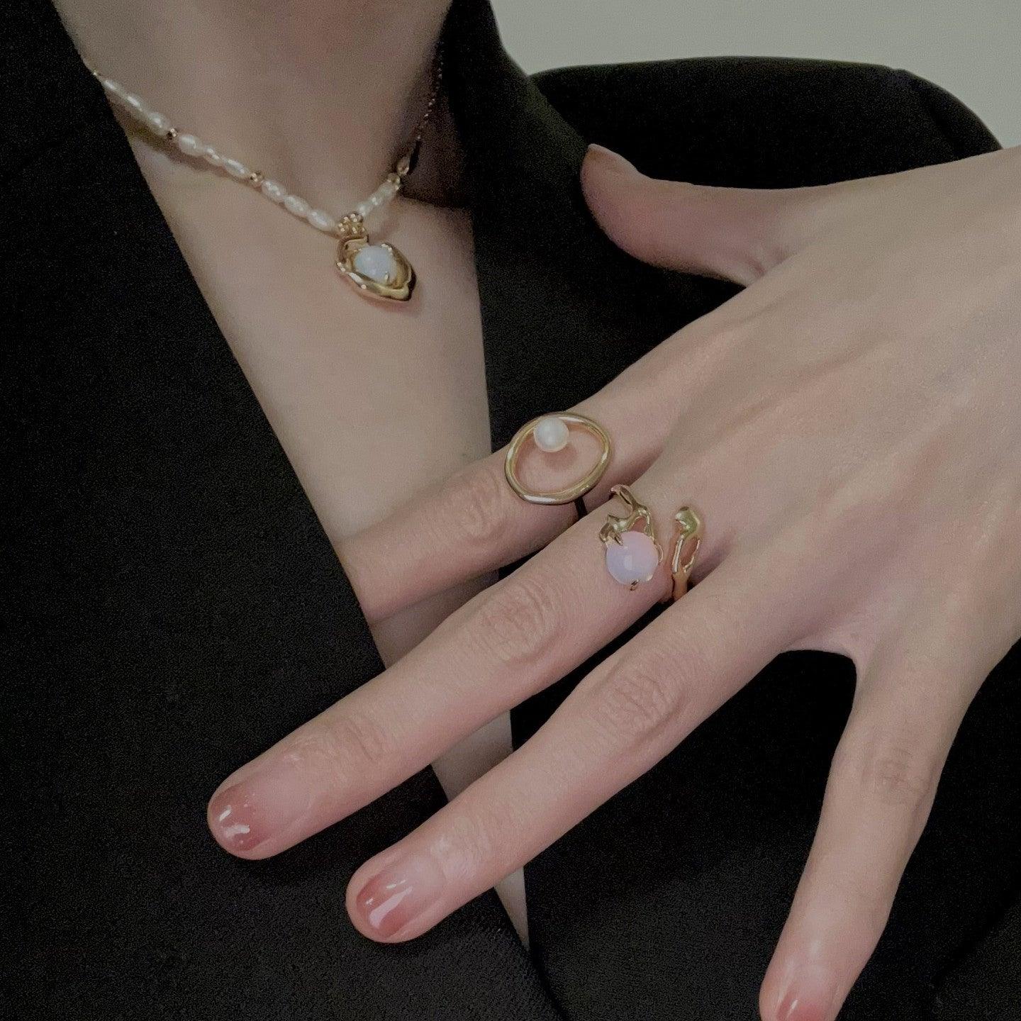 Design Opal Set Sterling Silver Ring Adjustable - Trendha