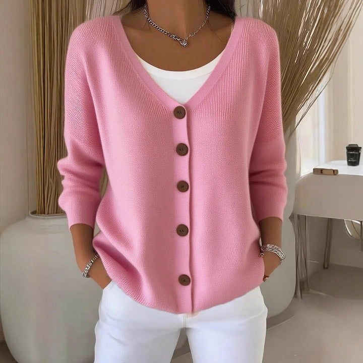 Women's Clothes Solid Color Knitted Button Cardigan Sweater
