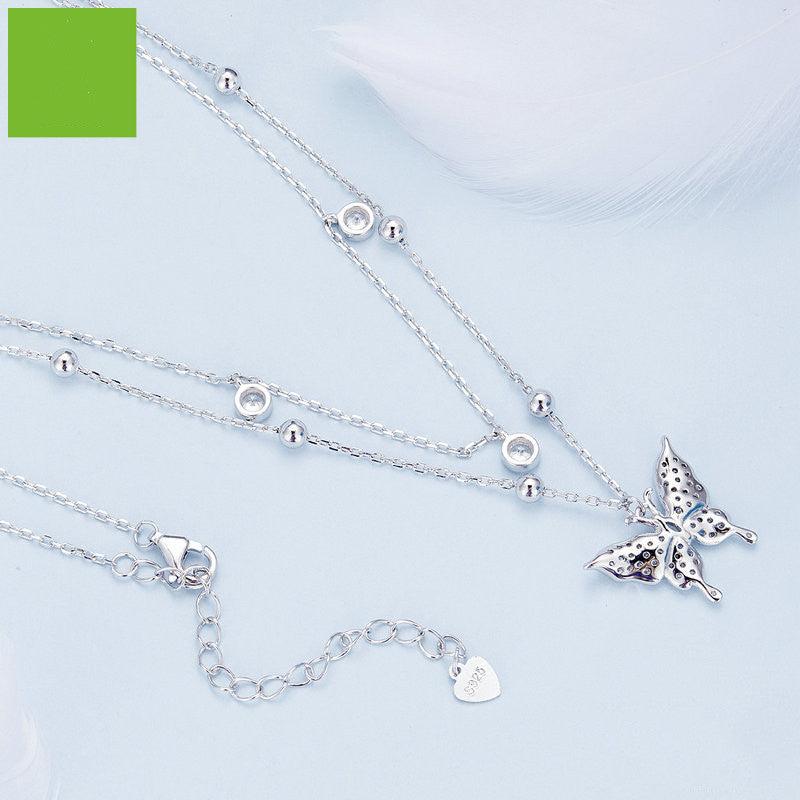 Double-layer Fringed Butterfly Necklace - Trendha