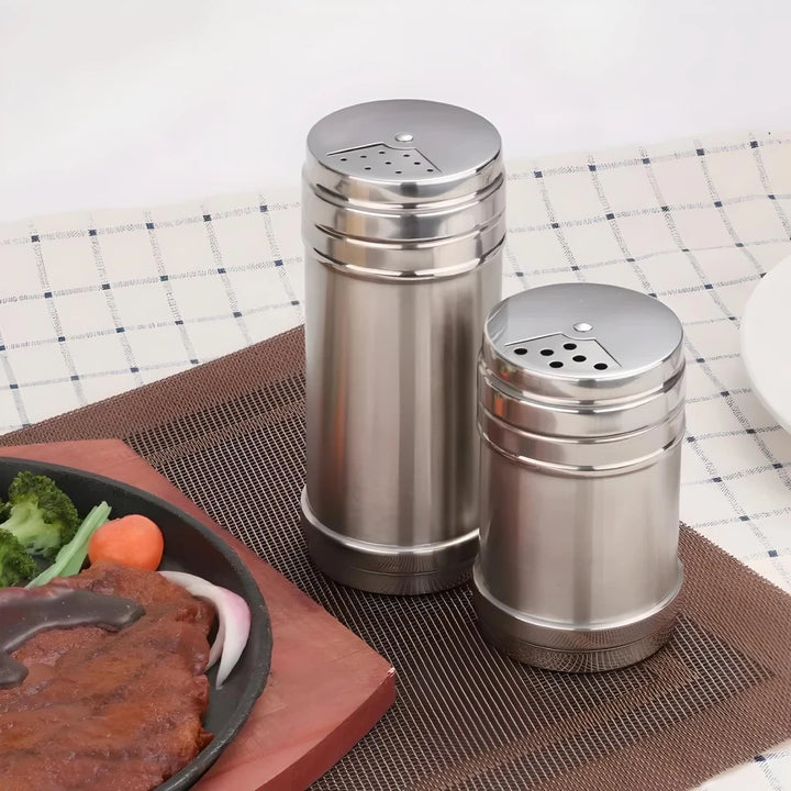 Rotatable Cover Stainless Steel Spice Jar - Adjustable Seasoning Bottle