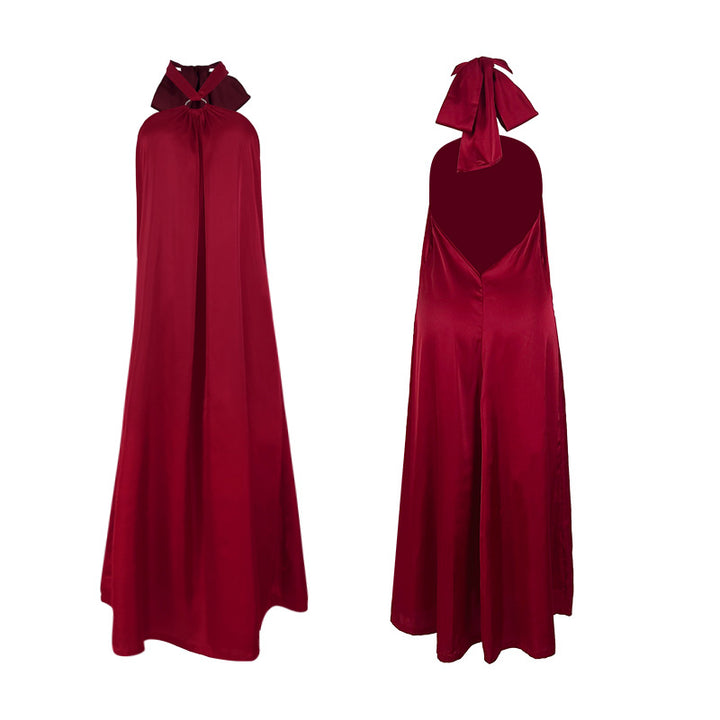 French Style Off Shoulder Halter Maxi Dress Womens
