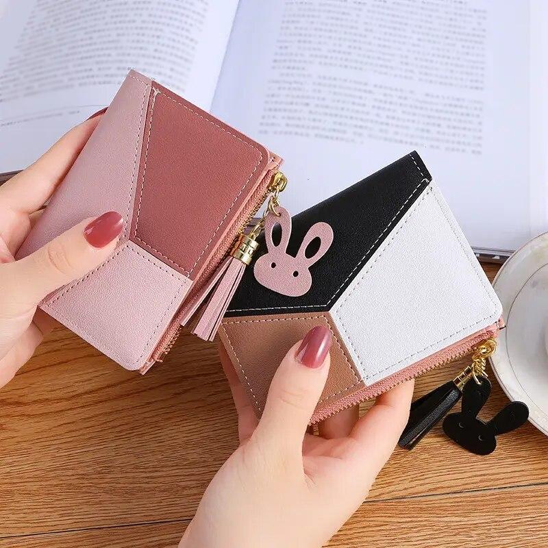 Colour-Block Mini Wallet with Tassel