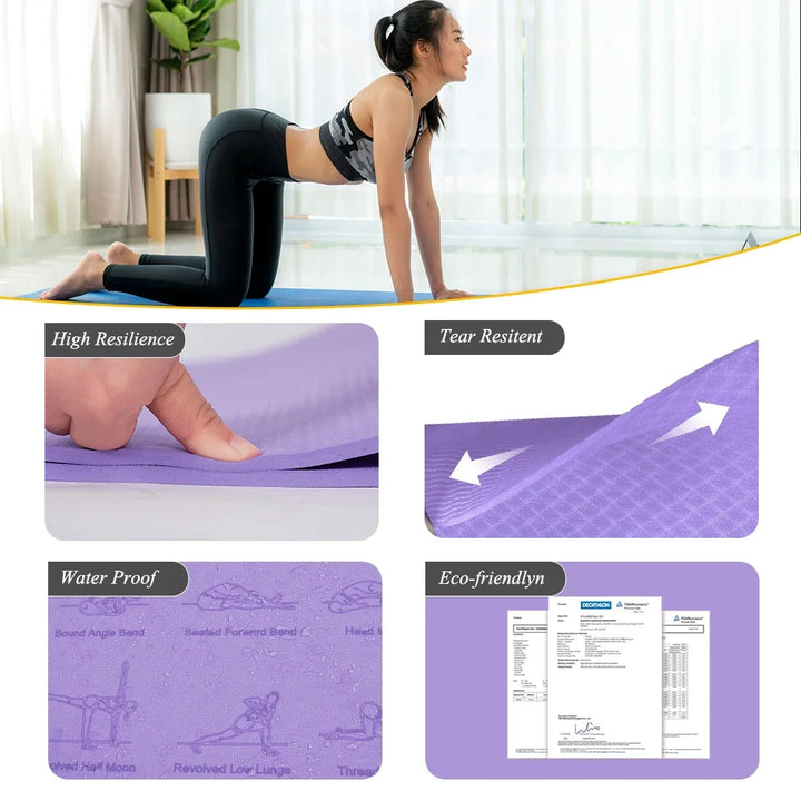 Non-Slip Fitness Mat for Yoga, Pilates, Gym & Home Workouts