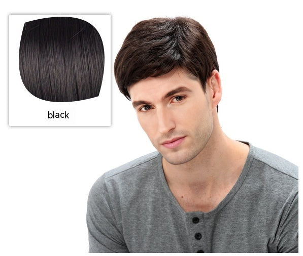 Wig Men's Side Bangs Short Straight Hair Chemical Fiber Full-head Wig