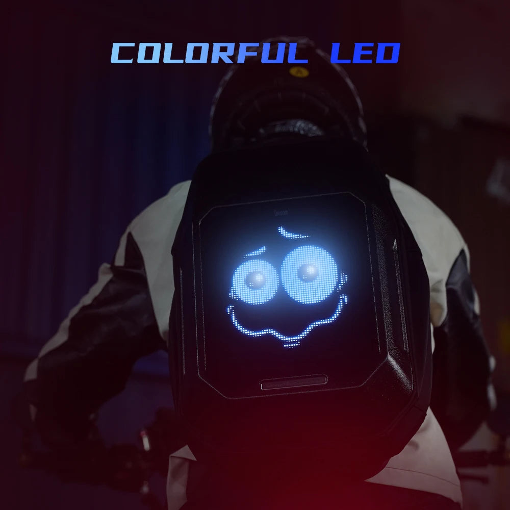 LED Pixel Display Sling Backpack for Motorcycle Riders and Creative Expression