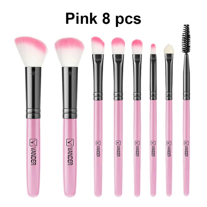 8Pcs Makeup Brush Set for Foundation, Powder, Blush & Eyeshadow - Face Beauty Tools