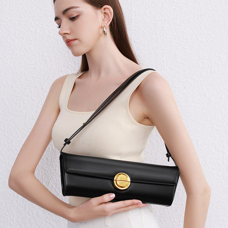 Elegant Leather Shoulder Bag for Women - Versatile Hand-Carry Purse