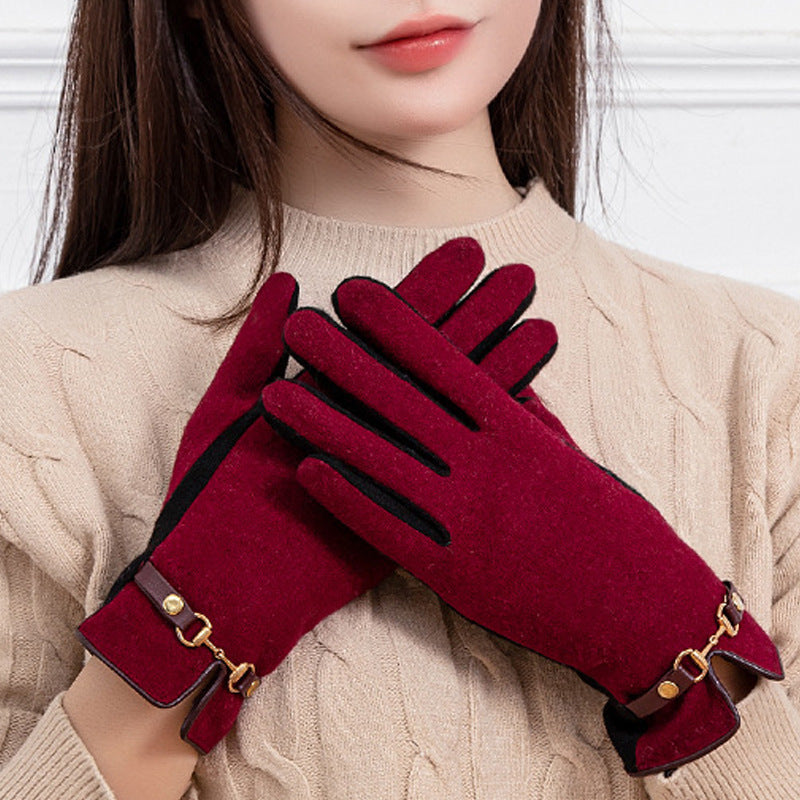 New Women's Autumn And Winter Cashmere Gloves