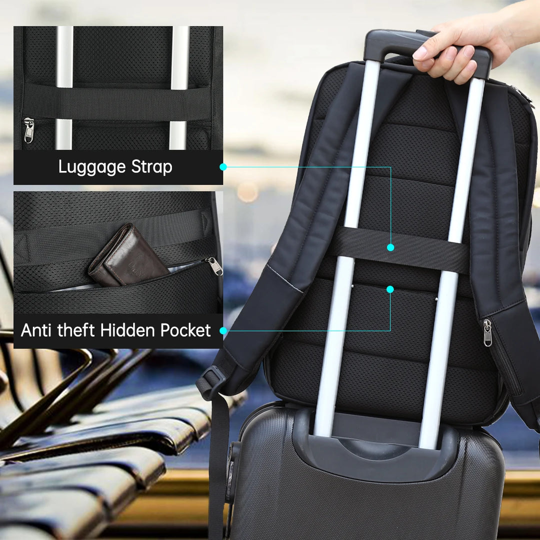 Waterproof Nylon Travel Backpack with USB Port for 15.6" Laptop