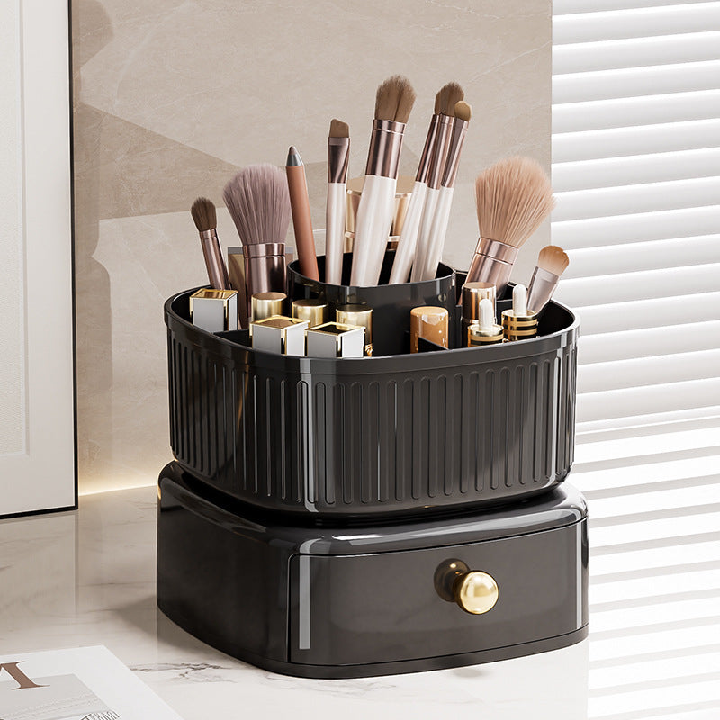 360 Rotating Makeup Brushes Holder with Drawers