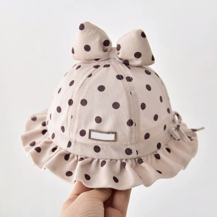 Charming Corduroy Baby Bucket Hat with Dots and Bow