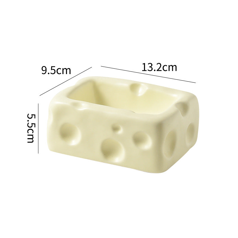 Cheese-Shaped Ceramic Pet Bowl