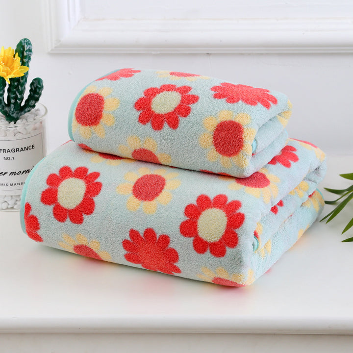 Microfiber Absorbent Floral Printed Bathroom Towel Set