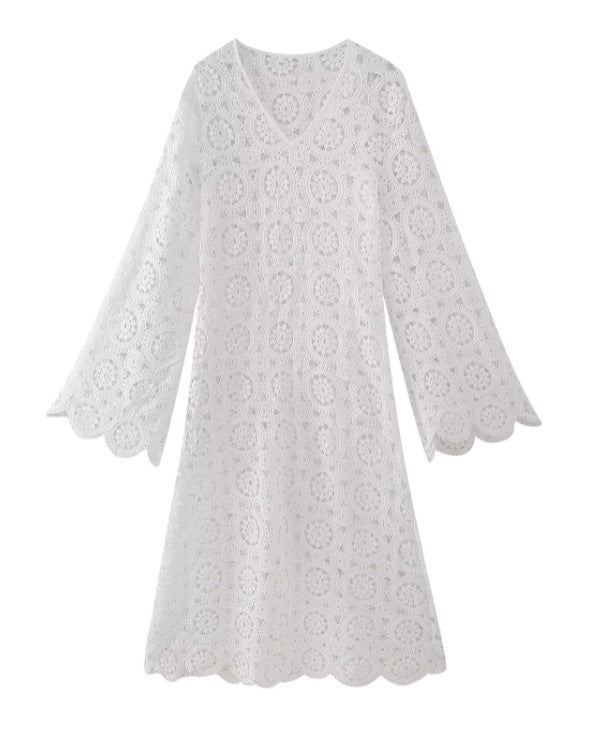 Women's Lace Embroidered Long Sleeve Dress