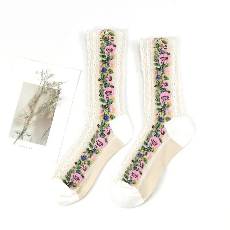 Funny Women’s Harajuku Flower Socks