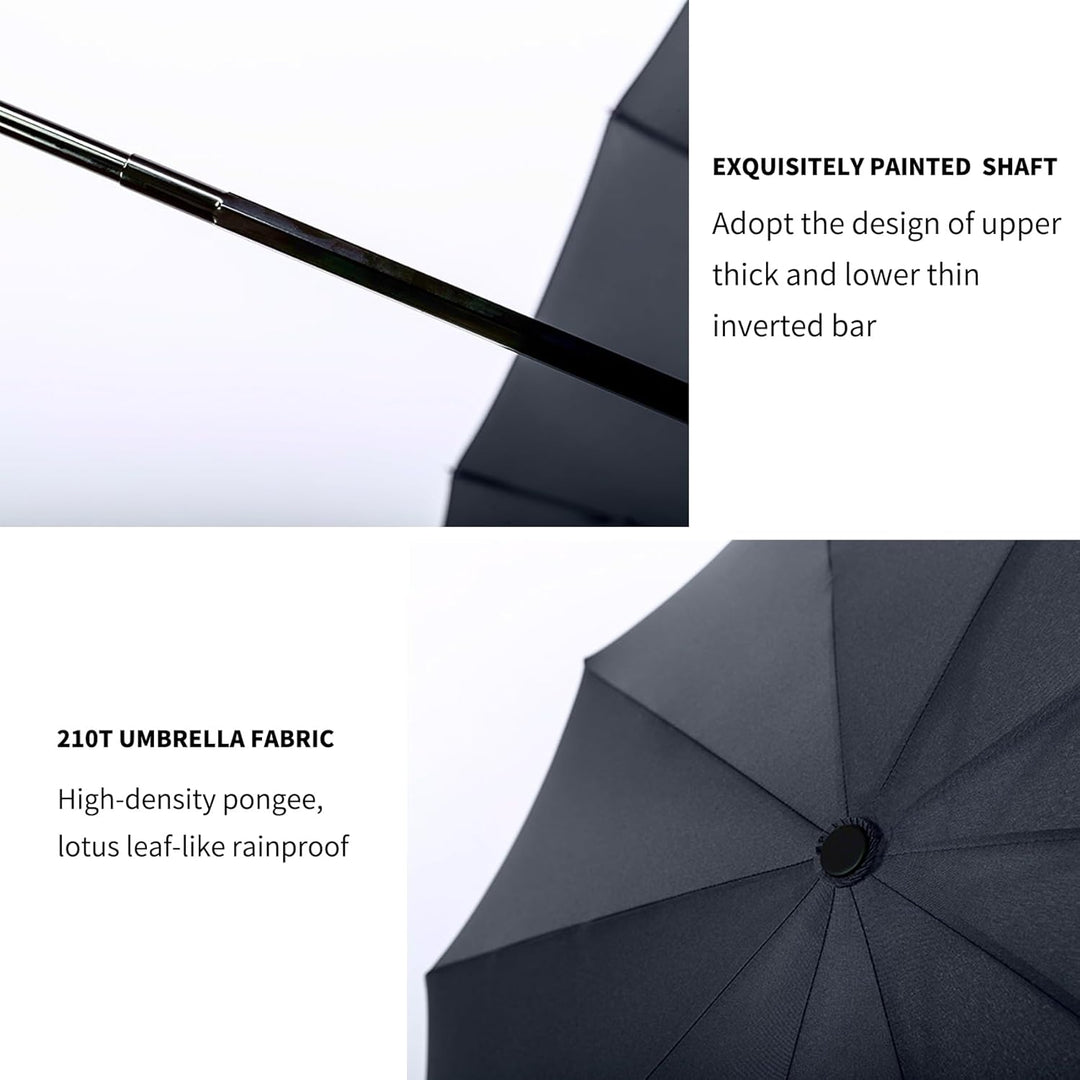 Large Folding Automatic Men's Umbrella with Wooden Handle