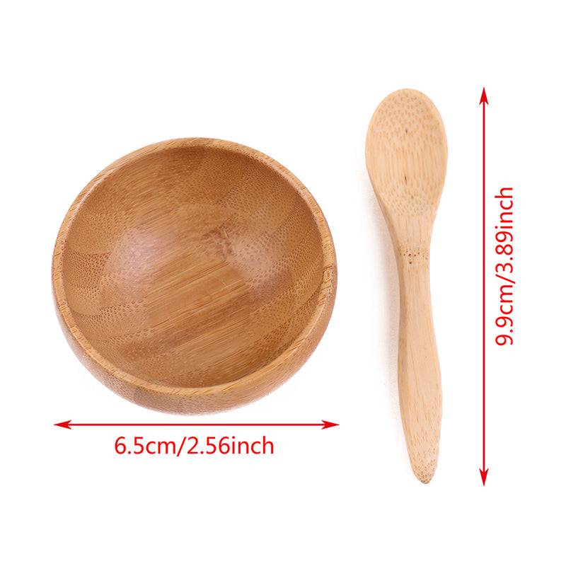 2Pcs Wooden Facial Mask Bowl and Spoon Set