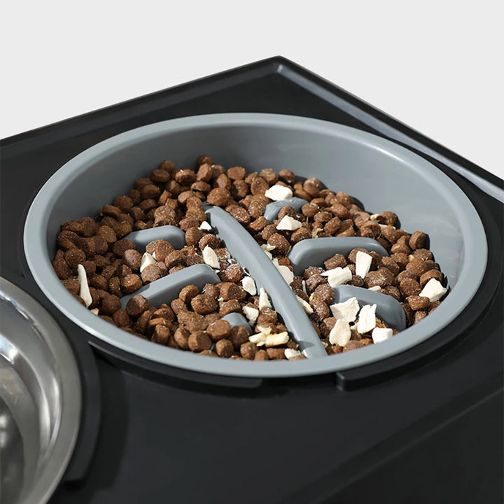 Stainless Steel Elevated Pet Bowls with Slow Food Bowl Accessories