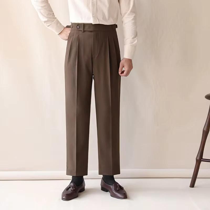 Men's High Waist Straight Leg Trousers