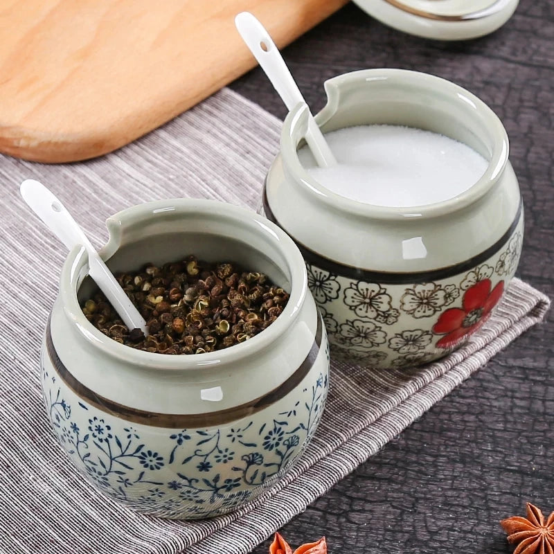 Ceramic Salt Shaker and Seasoning Jar