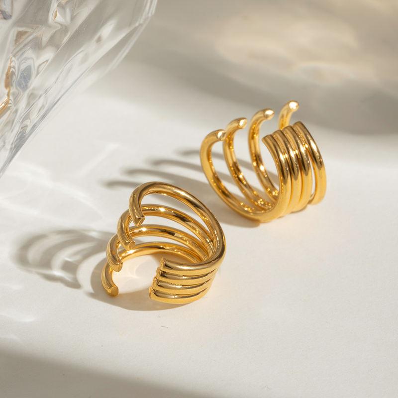 18k Gold Plated Four-Layer Stainless Steel Hoop Ear Clip