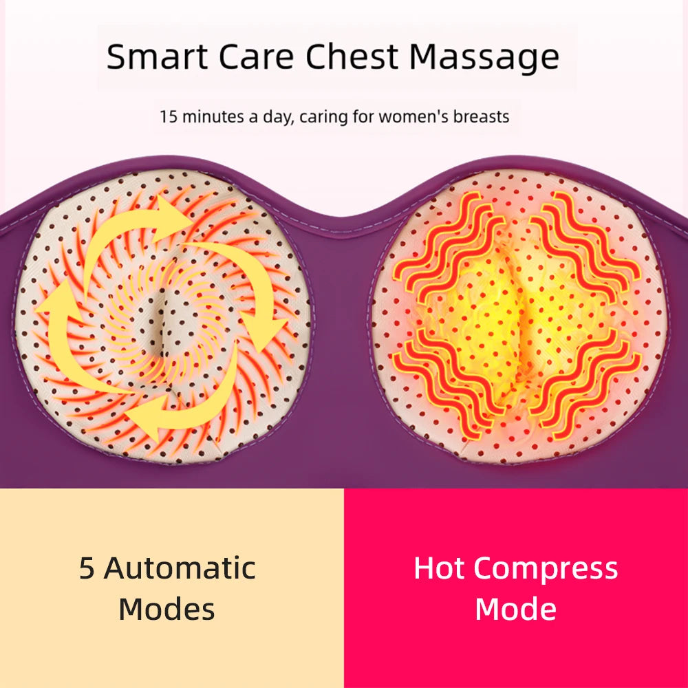 3-Speed Vibration Breast Massager with Hot Compress for Breast Enhancement and Meridian Care