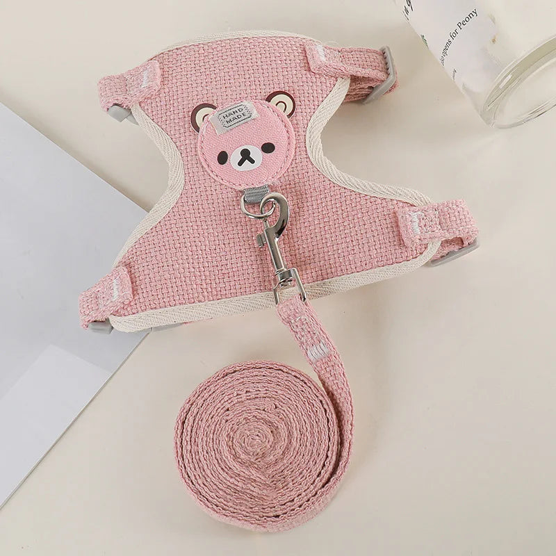 Outdoor Rabbit & Guinea Pig Harness and Leash Set - Linen Pet Vest for Small Animals