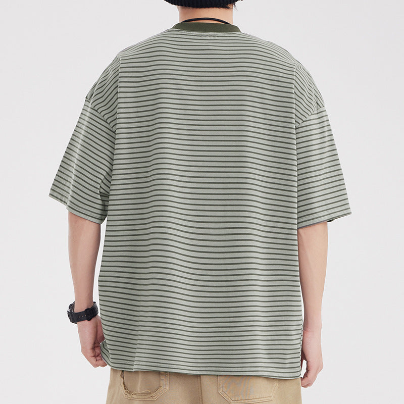 Vintage Stripe Patchwork Pocket Men&