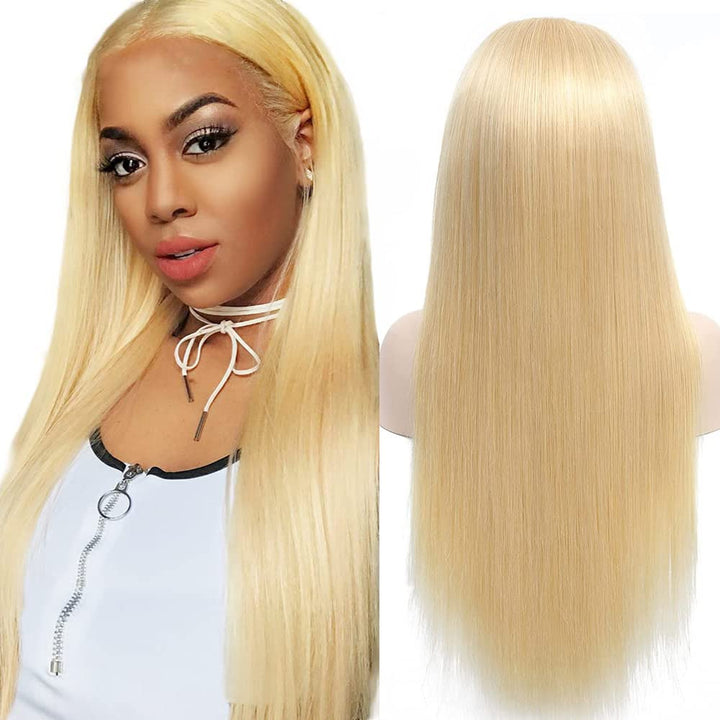 Front Lace Chemical Fiber Wig Matte Gold Long Straight Hair